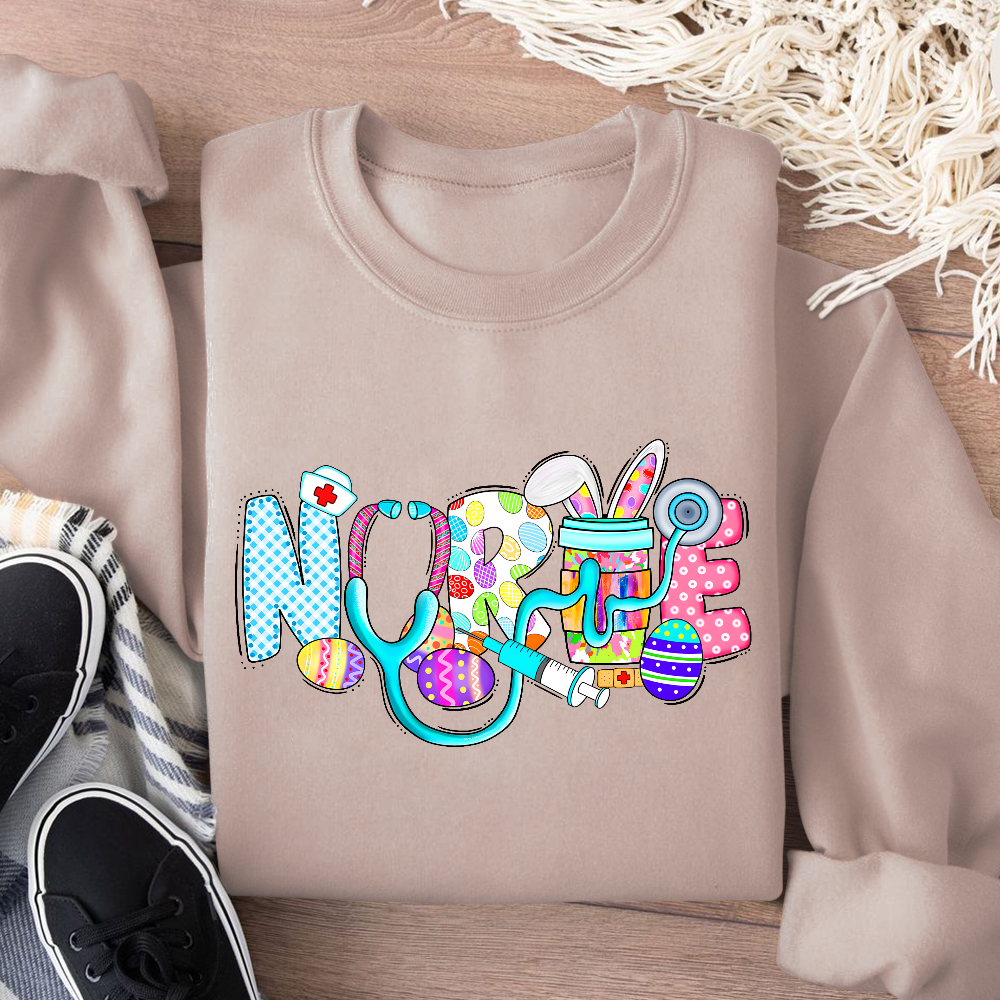 Easter Gnomes Cute Bunny Cotton Pullover Sweatshirt