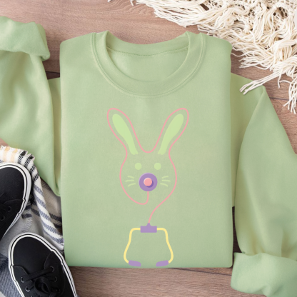 Easter Bunny Medical Tools For Nurse Or Doctor Cotton Pullover Sweatshirt