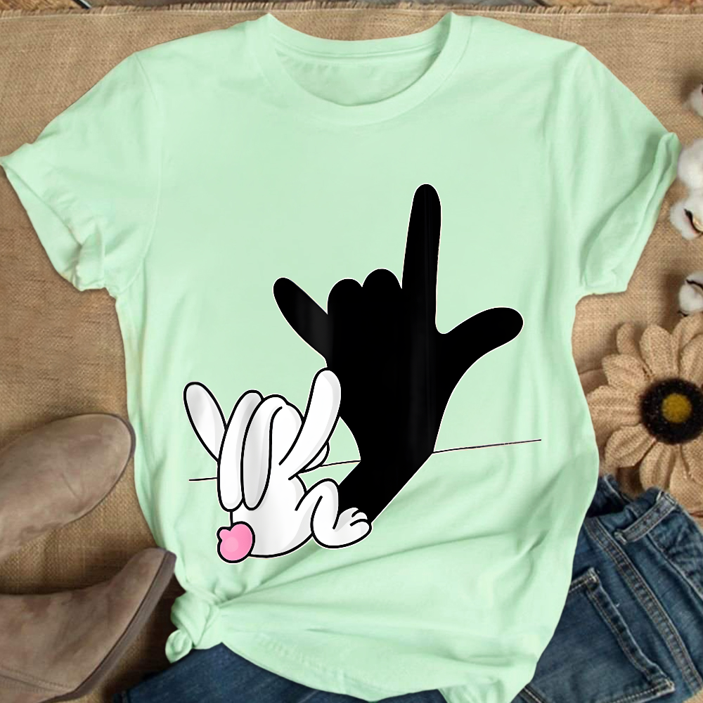 Cute Bunny Powerful Message Sign Language Gift Cotton Nurse T-shirt