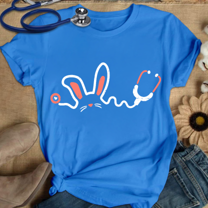Easter Bunny Stethoscope Cotton Nurse T-shirt
