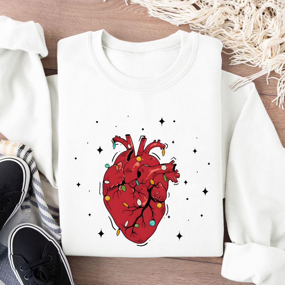 Heart Anatomy Christmas Cotton Pullover Sweatshirt