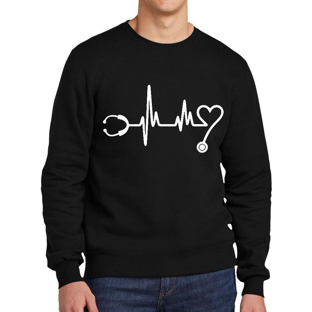 Stethoscope And Electrocardiogram Cotton Pullover Sweatshirt