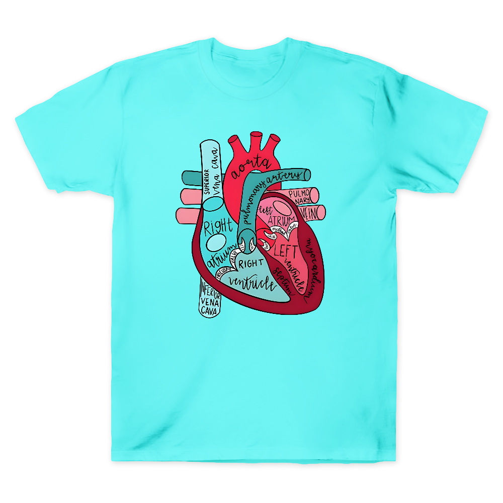 Labeled Anatomical Heart Cotton Doctor T-shirt