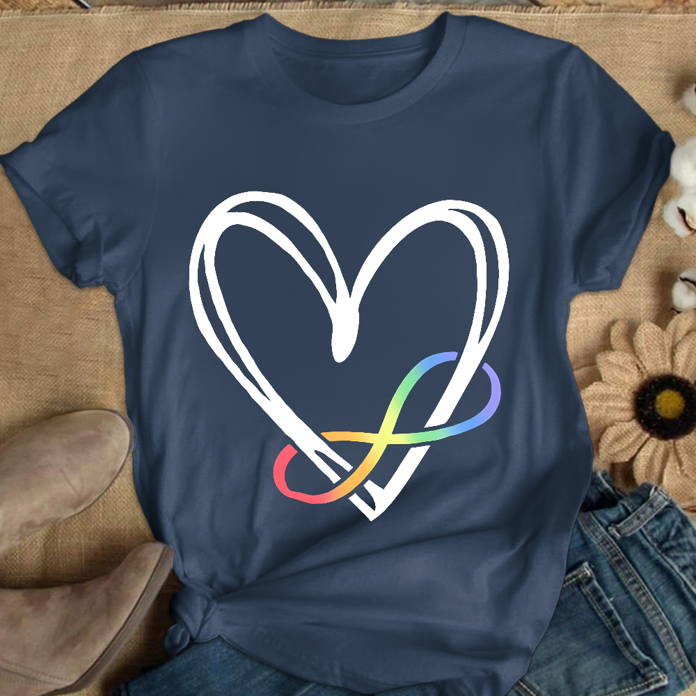 Infinity Heart Autism Awareness Love Needs No Words Cotton Nurse T-shirt
