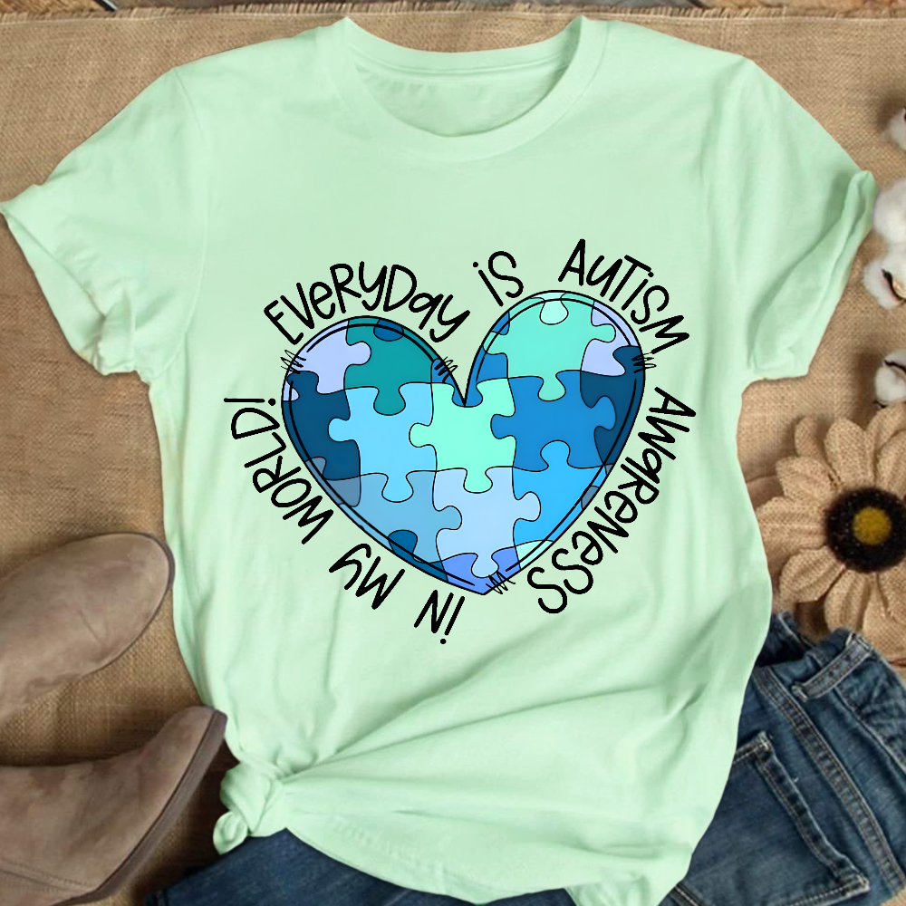 In My World Every Day Is Autism Awareness Cotton Nurse T-shirt