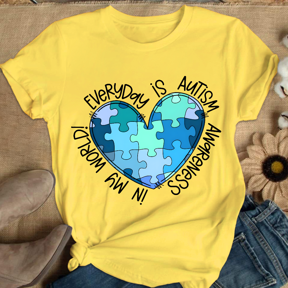 In My World Every Day Is Autism Awareness Cotton Nurse T-shirt