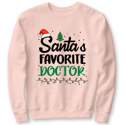 Santa’s Favorite Christmas Doctor Cotton Pullover Sweatshirt