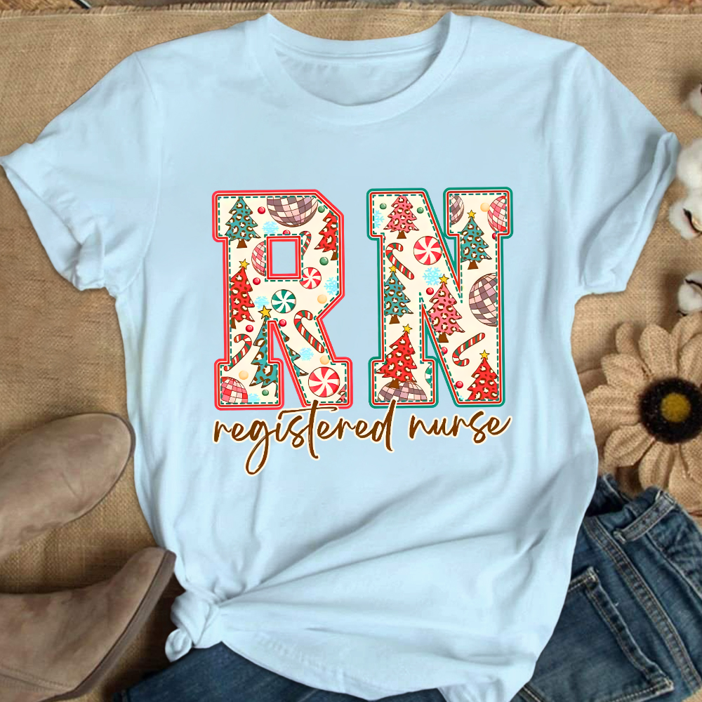 Christmas Registered Nurse Cotton Nurse T-shirt