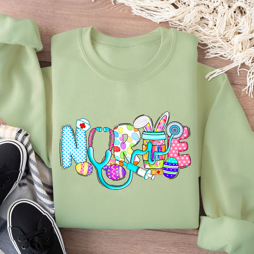 Easter Gnomes Cute Bunny Cotton Pullover Sweatshirt