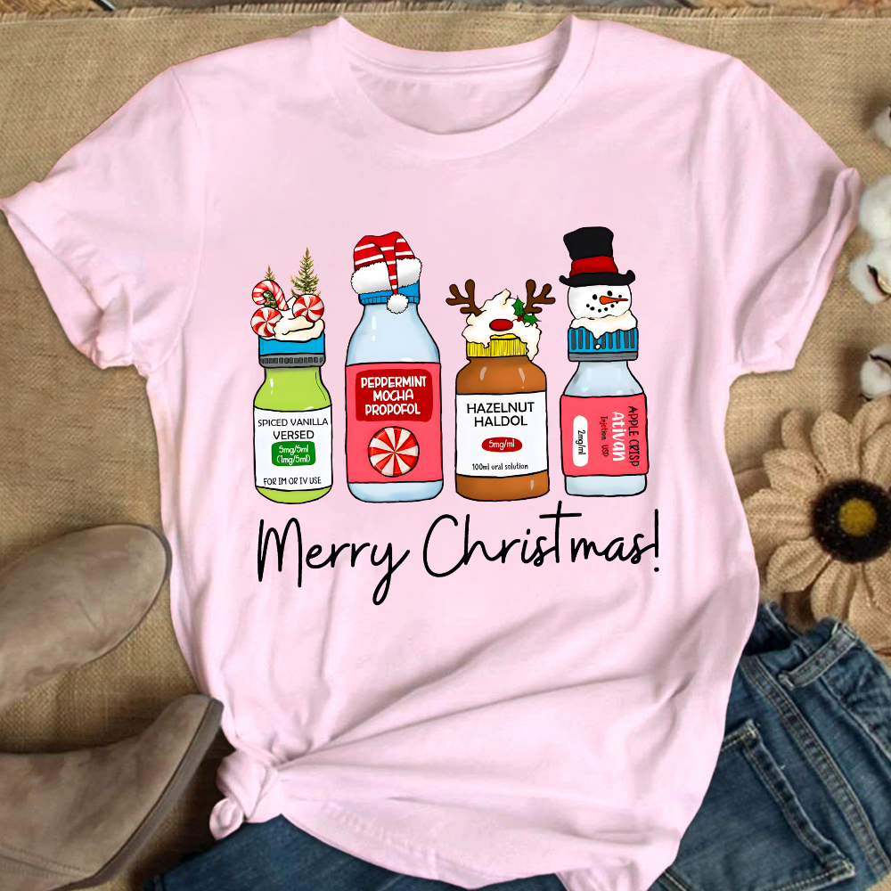 Merry Christmas Pharmacy Cotton Nurse T-shirt