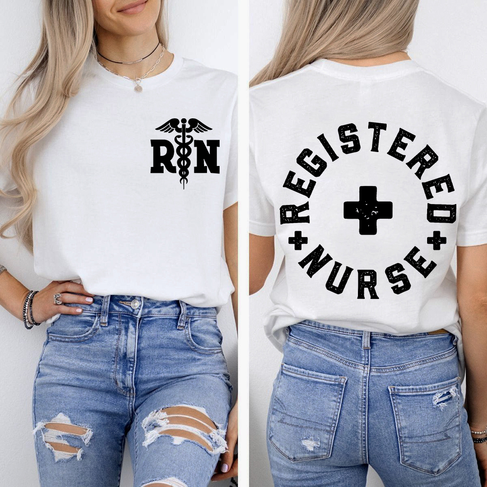 Registered Nurse Double-Sided Cotton Printed T-Shirt