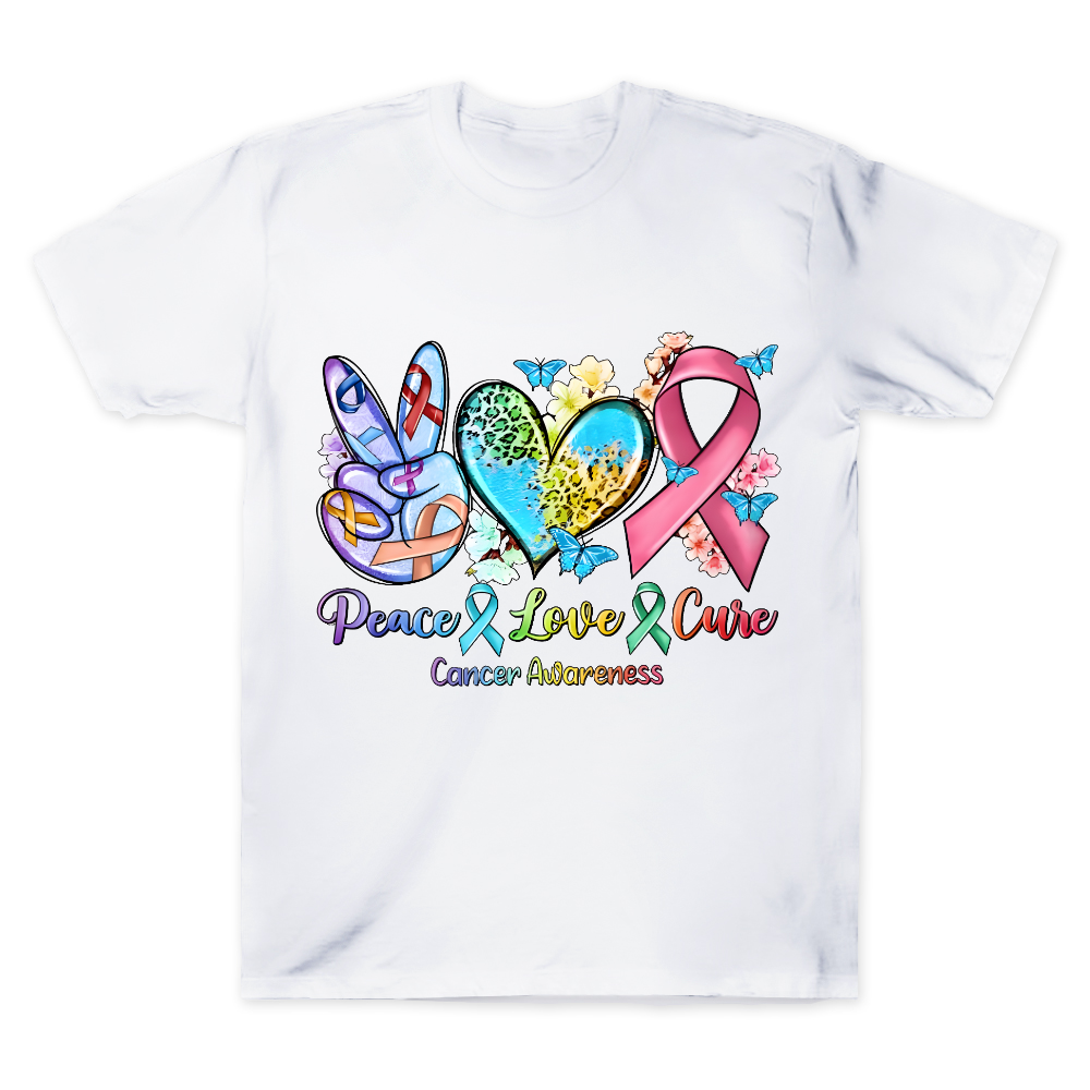 Peace Love Cure Cancer Awareness Cotton Doctor T-shirt