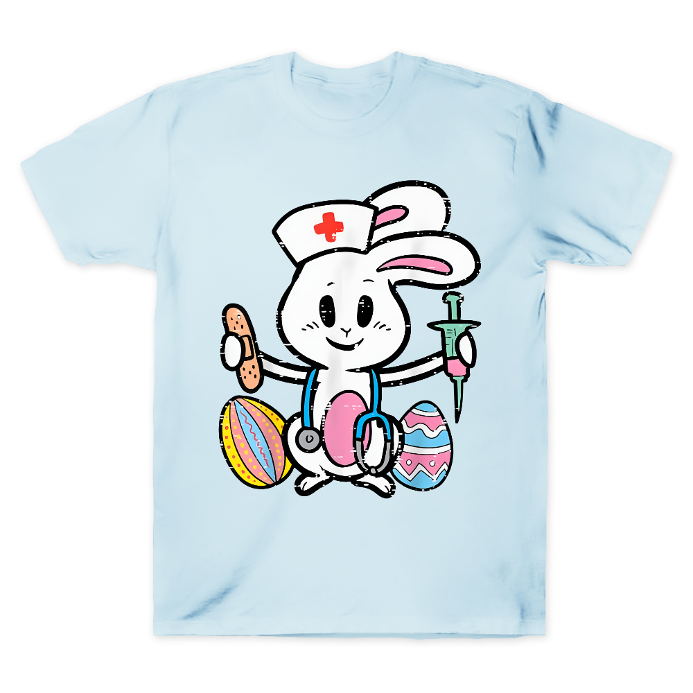 Easter Bunny Nurse Stethoscope Cute Rabbit Cotton Doctor T-shirt