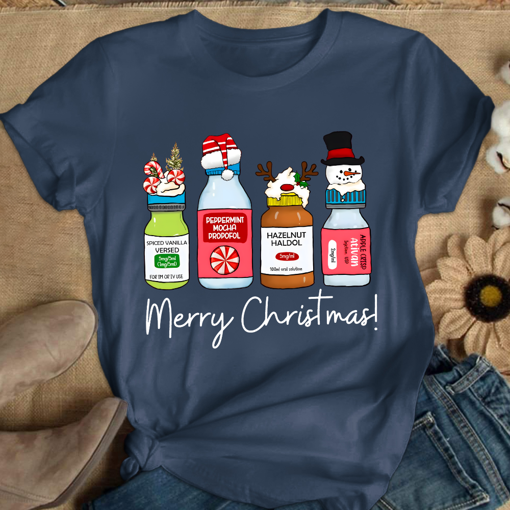 Merry Christmas Pharmacy Cotton Nurse T-shirt