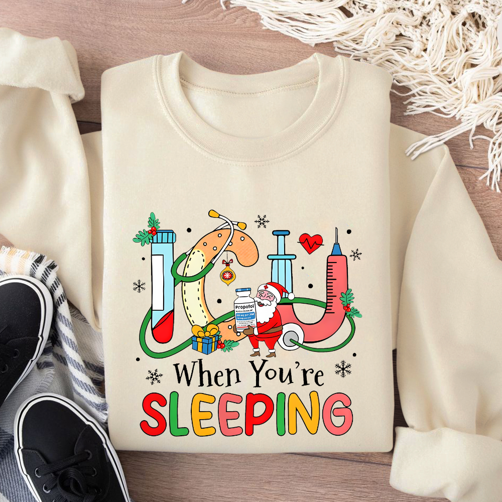 ICU When You're Sleeping Cotton Pullover Sweatshirt