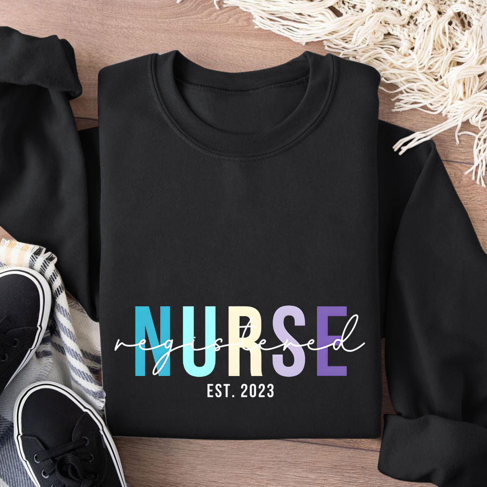 Custom Registered Nurse Embroidery Cotton Pullover Sweatshirt