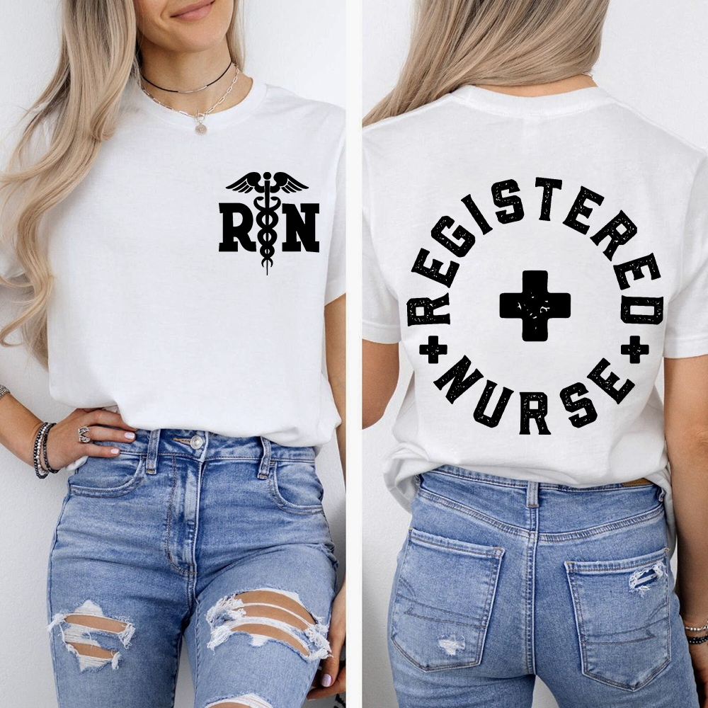 Registered Nurse Double-Sided Cotton Printed T-Shirt