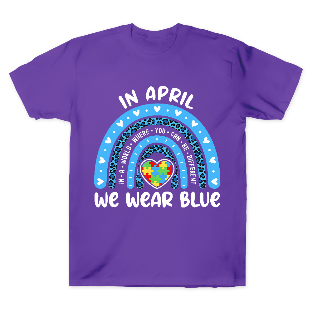 In April We Wear Blue Cotton Doctor T-shirt