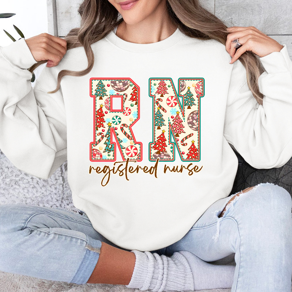 Christmas Registered Nurse Cotton Pullover Sweatshirt