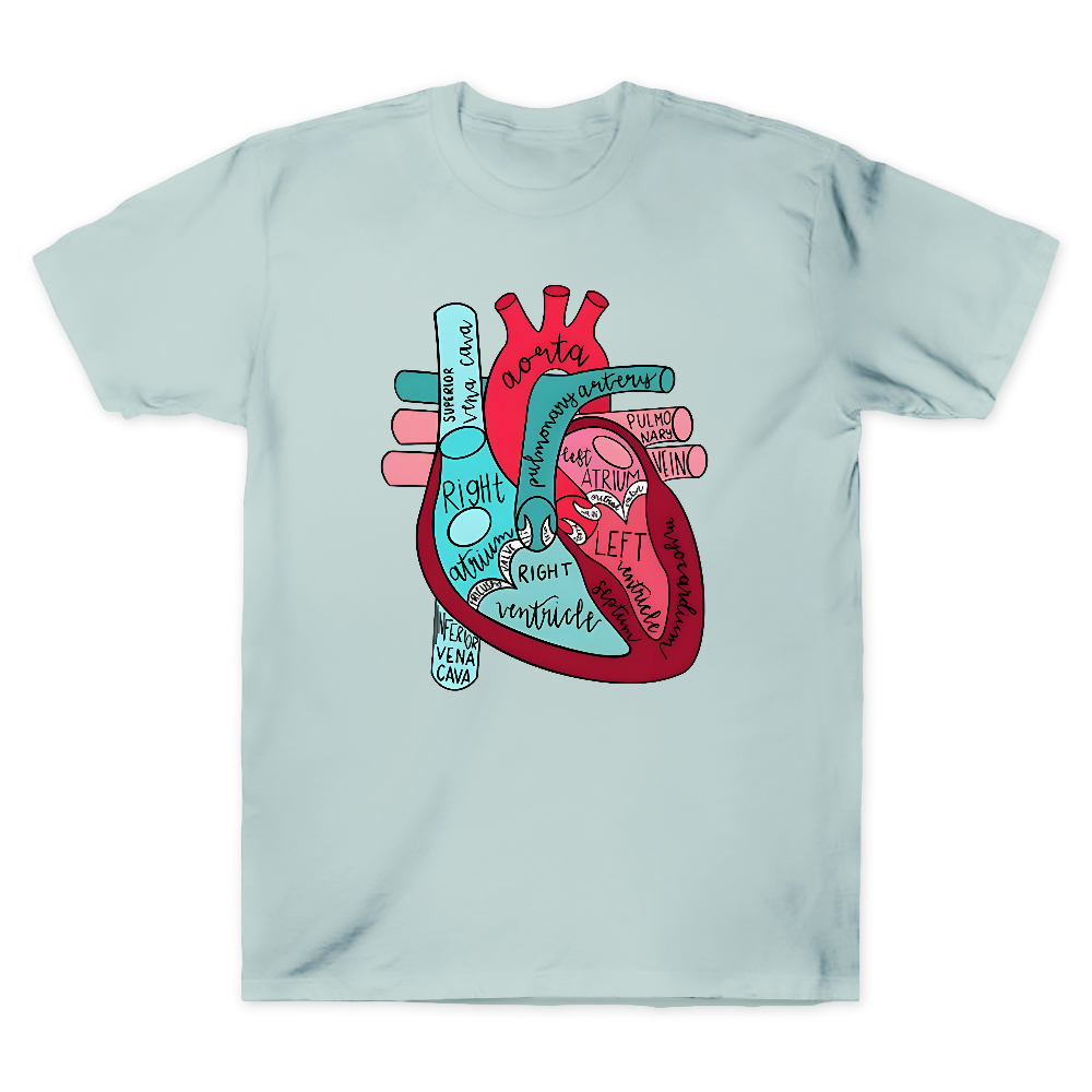 Labeled Anatomical Heart Cotton Doctor T-shirt