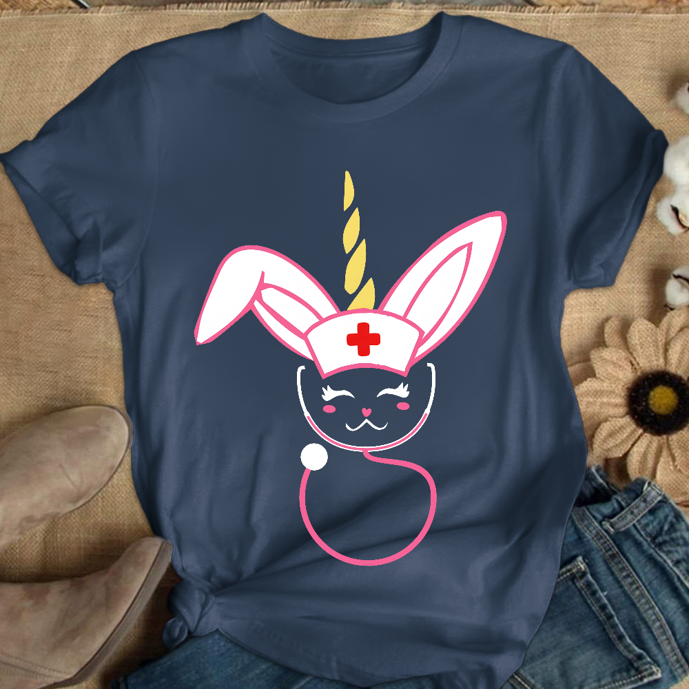 Funny Bunny Nurse Easter Cotton Nurse T-shirt