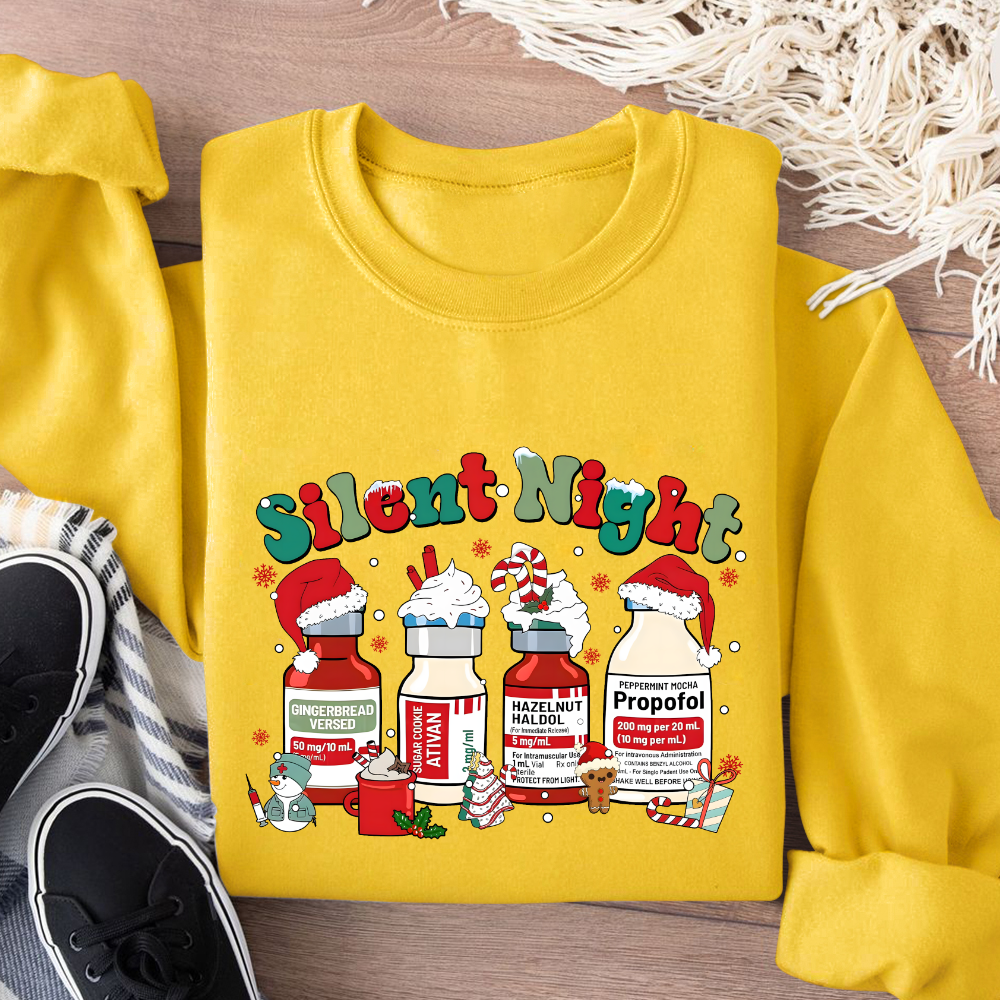 Santa's Helpers Silent Night Cotton Pullover Sweatshirt