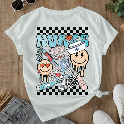 Melting Smiley Face Double-Sided Cotton Printed T-Shirt