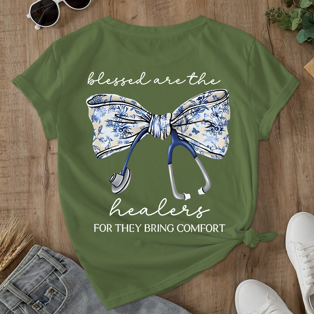 Blessed Are The Healers For They Bring Comfort Double-Sided Cotton Printed T-Shirt