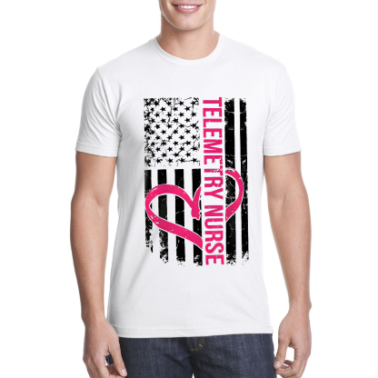 Telemetry Nurse Flag Cotton Doctor T-shirt