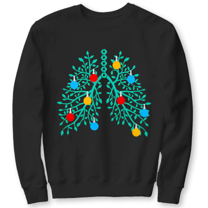 Lungs With Christmas Lights Respiratory Therapist Xmas Cotton Pullover Sweatshirt