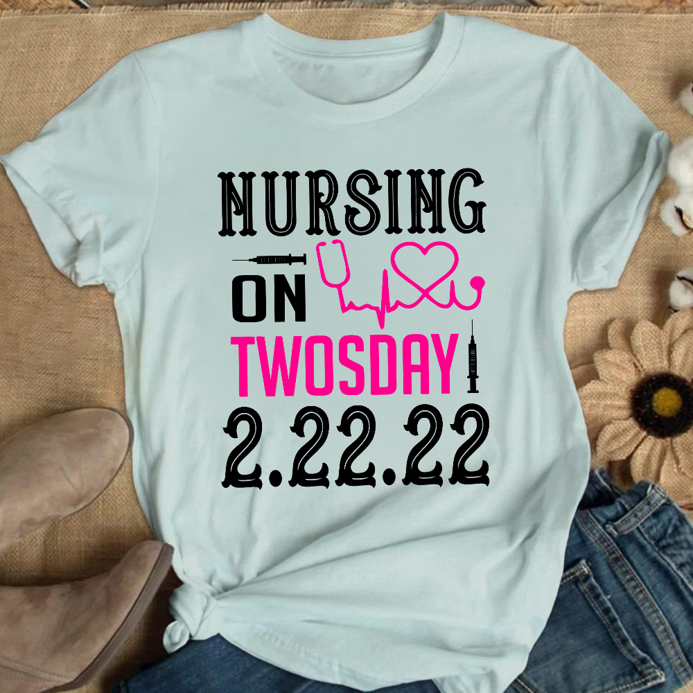 Nursing School On TwosDay Cotton Nurse T-shirt
