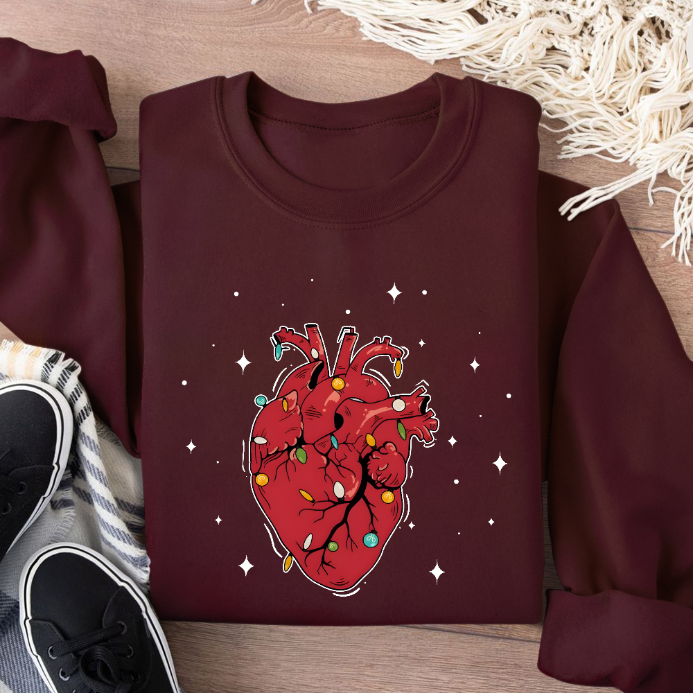 Heart Anatomy Christmas Cotton Pullover Sweatshirt