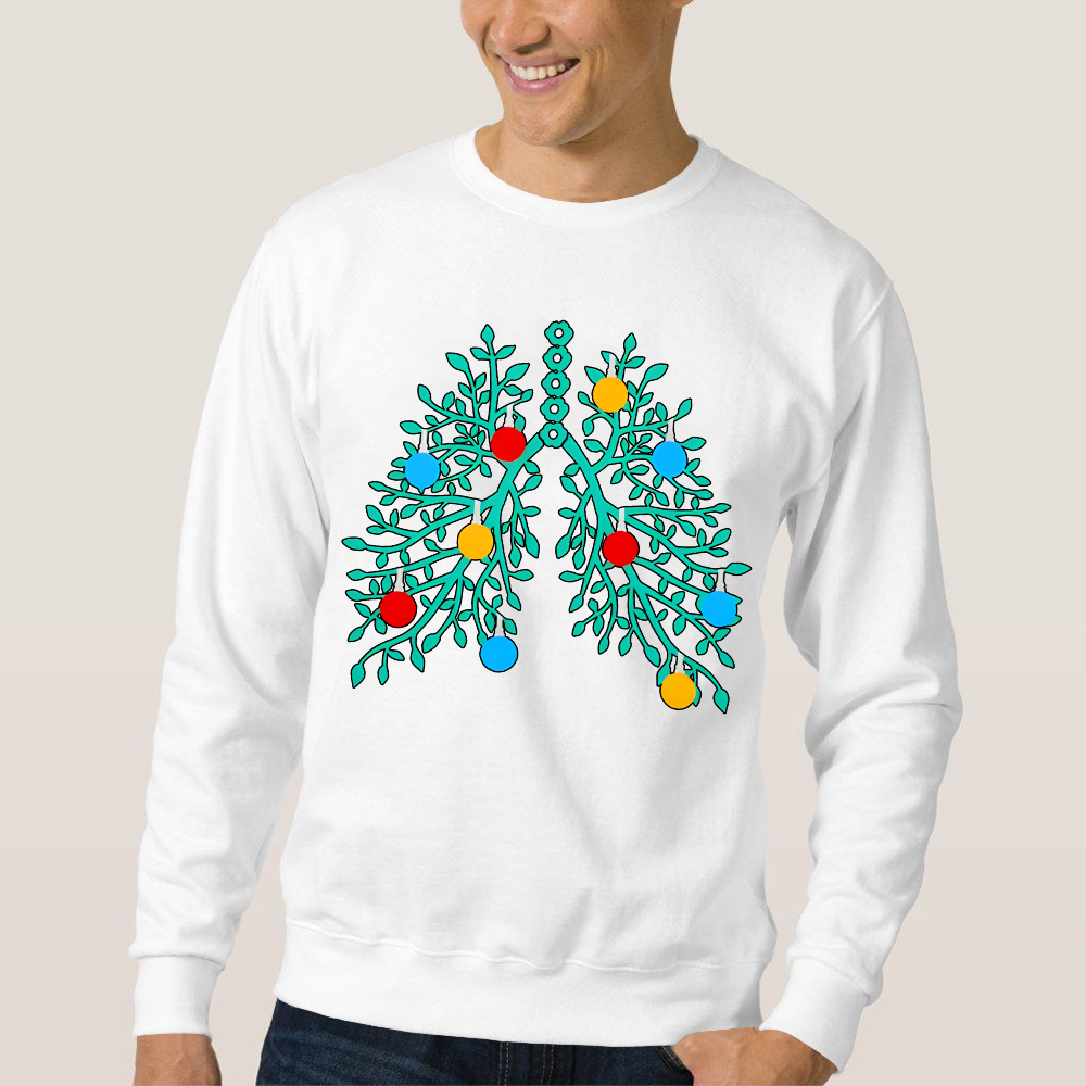 Lungs With Christmas Lights Respiratory Therapist Xmas Cotton Pullover Sweatshirt