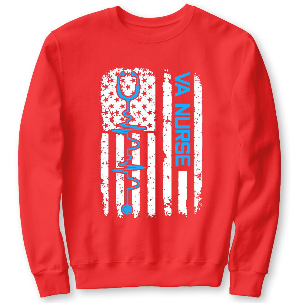 Vintage USA American Flag VA Nurse Patriotic Nursing Gifts Cotton Pullover Sweatshirt