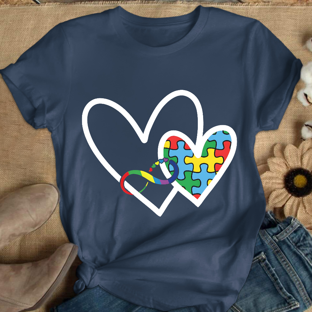 Autism Colorful Heart Cotton Nurse T-shirt
