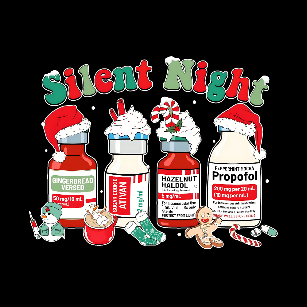 Santa's Helpers Silent Night Cotton Nurse T-shirt