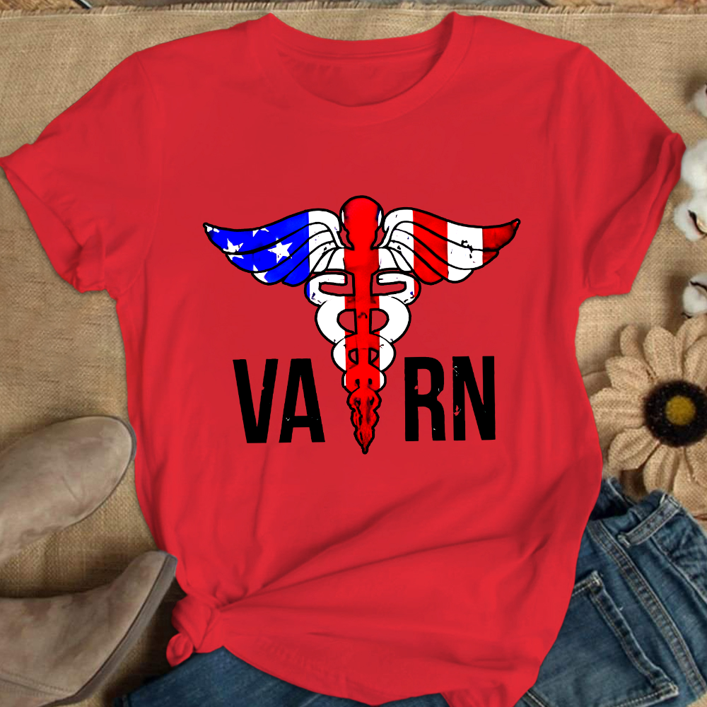 VA RN Nurse Symbol Flag Cotton Nurse T-shirt