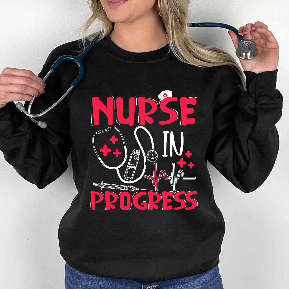 Nurse In Progress Cotton Pullover Sweatshirt