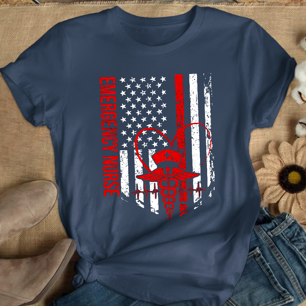 RN Nurse Flag Cotton Nurse T-shirt