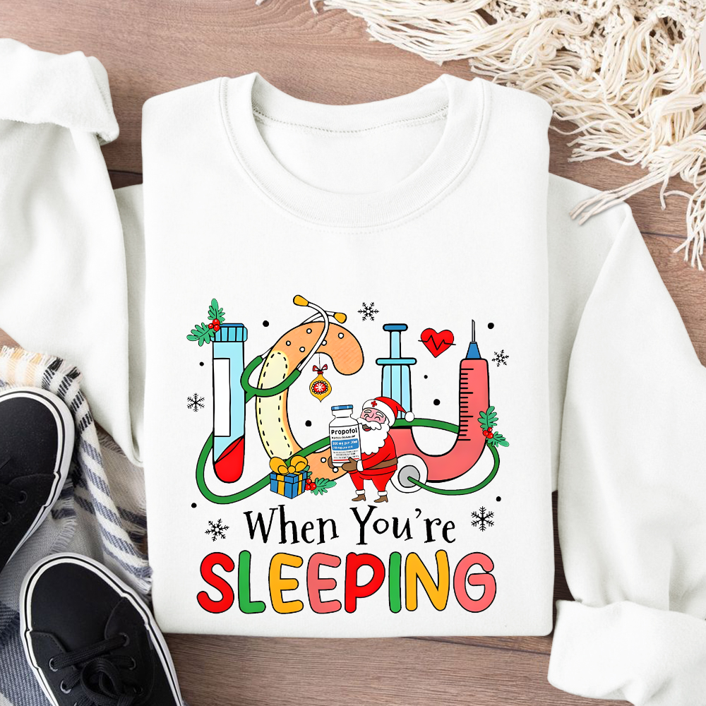 ICU When You're Sleeping Cotton Pullover Sweatshirt