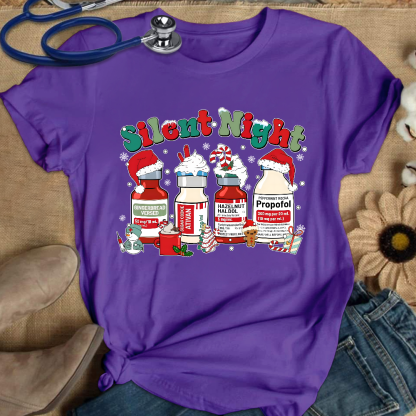 Santa's Helpers Silent Night Cotton Nurse T-shirt