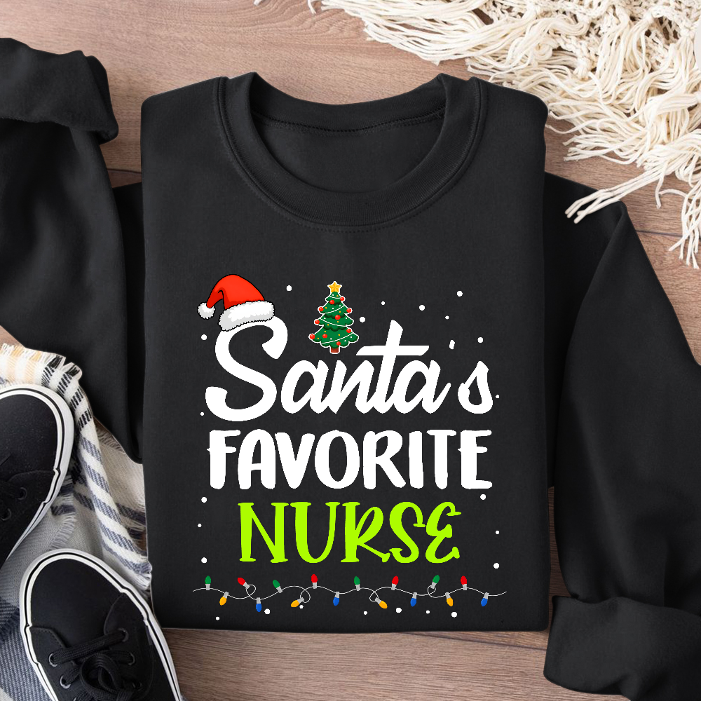 Santa’s Favorite Christmas Nurse Cotton Pullover Sweatshirt