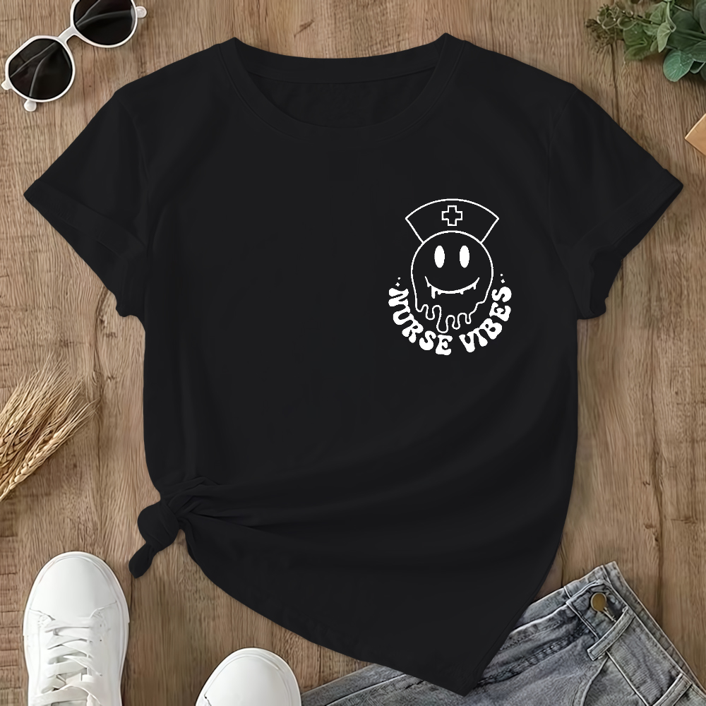 Nurse Vibes Double-Sided Cotton Printed T-Shirt