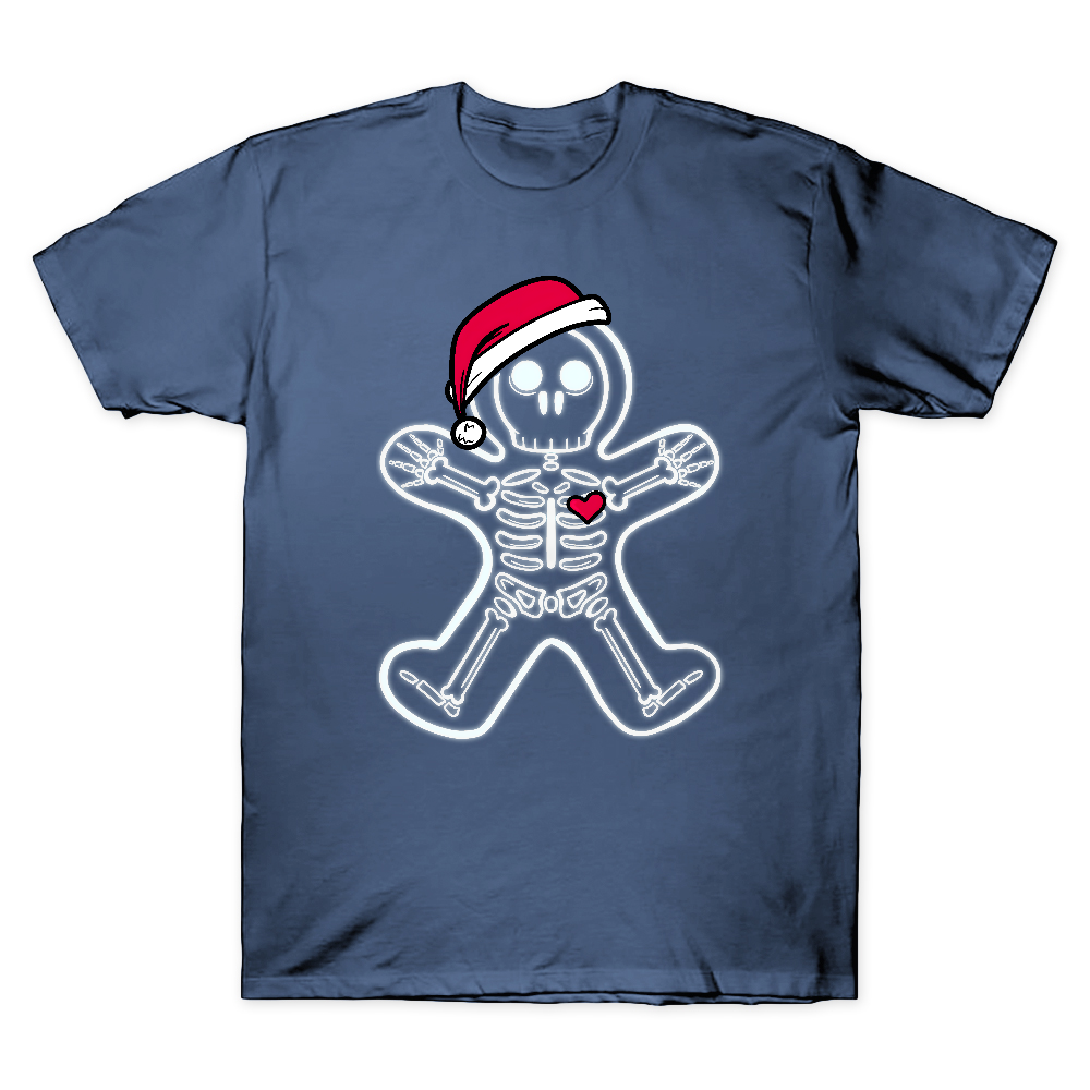 Christmas Gingerbread Man X-Ray Cookie Skeleton Wearing A Santa Hat Classic Cotton Doctor T-shirt
