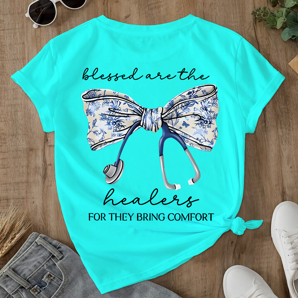 Blessed Are The Healers For They Bring Comfort Double-Sided Cotton Printed T-Shirt