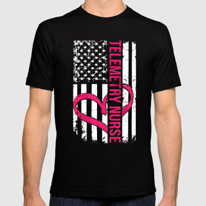 Telemetry Nurse Flag Cotton Doctor T-shirt