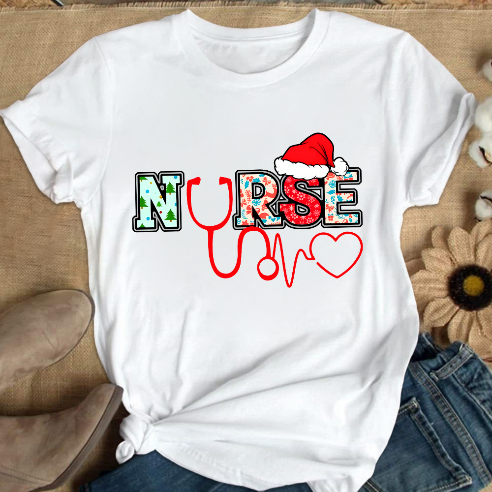 Santa's Favorite Nurse Shirt Christmas Funny Gift Cotton Nurse T-shirt