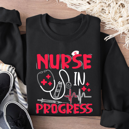 Nurse In Progress Cotton Pullover Sweatshirt