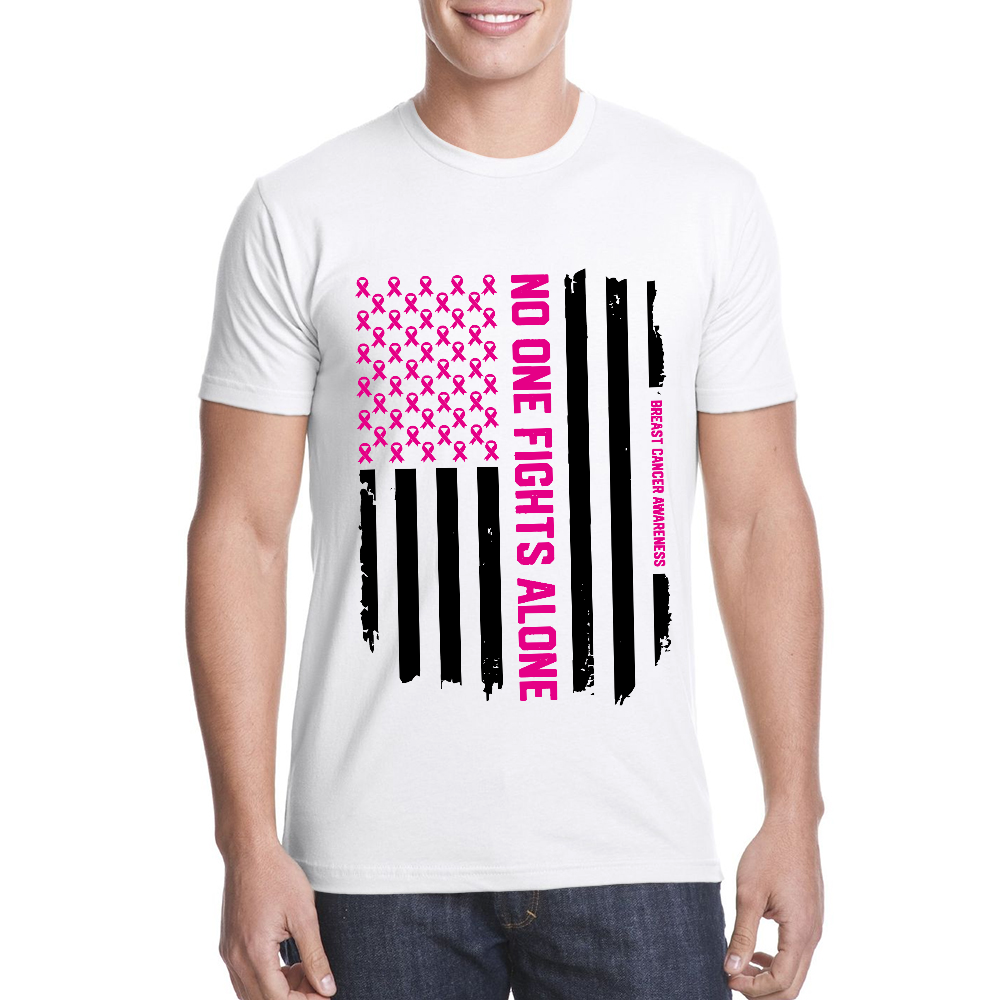 Patriotic American Flag Breast Cancer Awareness Cotton Doctor T-shirt