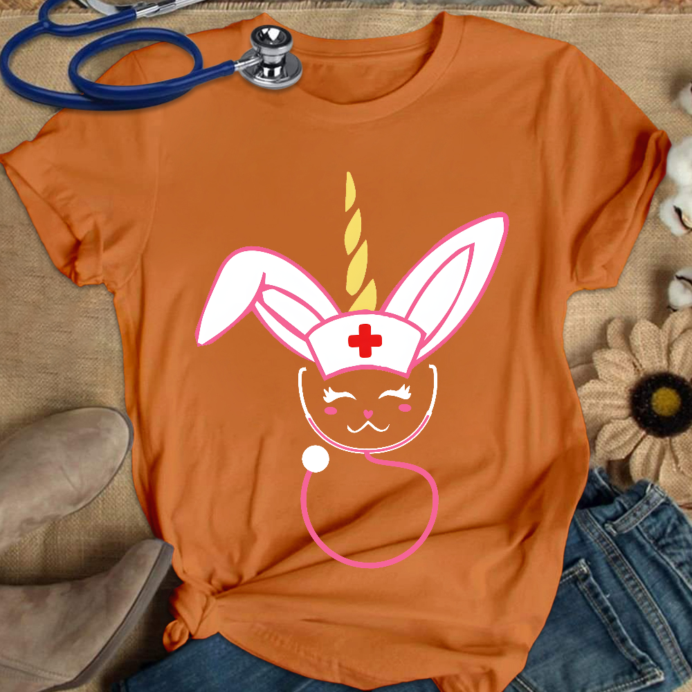 Funny Bunny Nurse Easter Cotton Nurse T-shirt